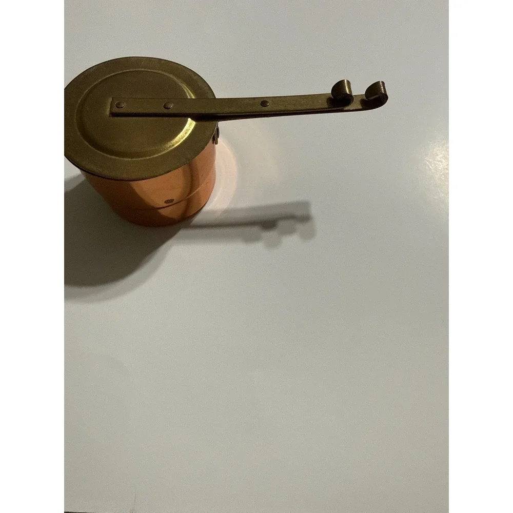 Vintage Copper Butter Warmer Melting Pot with Brass Lid and Handle